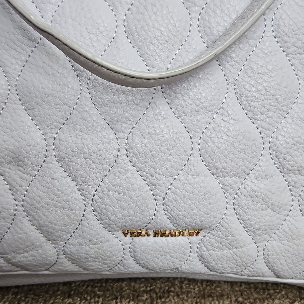 Vera Bradley Light Lavender Leather Leah Large Quilted Tote 15" x 13" - Picture 2 of 10